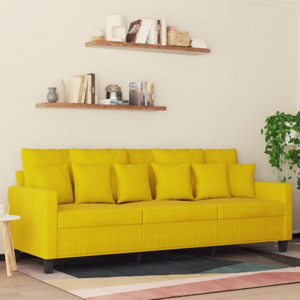 vidaXL 3-Sitzer-Sofa Gelb 180 cm Samt, Platz zum Plaudern, 359319
