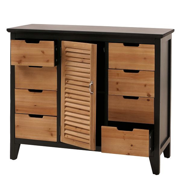 Mendler Apothekerkommode HWC-O63, Schrank Staufächer Schubladen, Vintage Shabby Fensterladenoptik 80x91x40cm, Korpus schwarz, 139292
