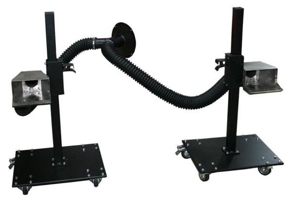 Busching Abgastrichter "DUPLEX" Doppelendrohr PKW-Kit, Saughöhe ca. 25-90cm, Schlauch 250cm, Fahrbar, 100756