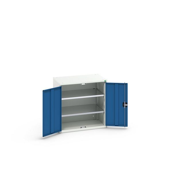 bott verso Flügeltürschrank, mit 2 Fachböden, BxTxH: 800 x 550 x 800 mm, Lichtgrau / Enzianblau, 16926138.11