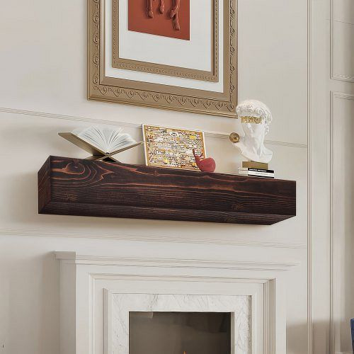 VEVOR Kaminsims Kaminkonsole Kaminverkleidung Schweberegal Wandregal 122cm Braun, FBJXBLJ48YCF8905GV0