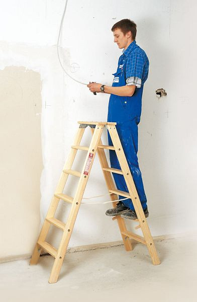 Euroline Holz-Stufenstehleiter mit 2 x 10 Stufen, 2,4m Länge, 1050310