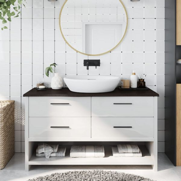 vidaXL Waschtischplatte Dunkelbraun 100x30x2 cm Massivholz Behandelt, 3156221