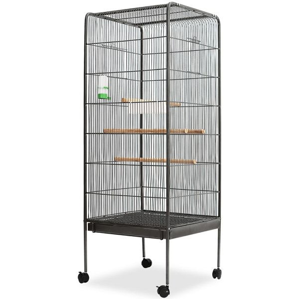 vidaXL Vogelkäfig Schwarz 54x54x146 cm Stahlrahmen, 170408
