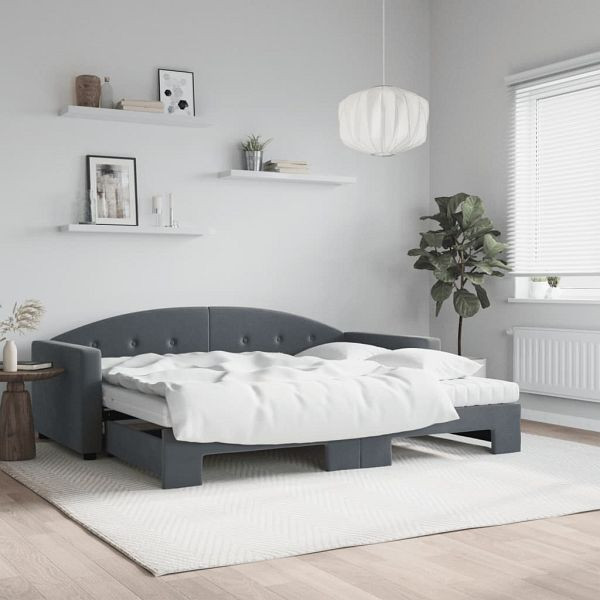 vidaXL Tagesbett Ausziehbar mit Matratzen Dunkelgrau 90x200 cm Samt, 3197326