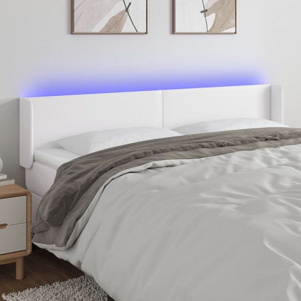 vidaXL LED Kopfteil Weiß 203x16x78/88 cm Kunstleder, 3123065