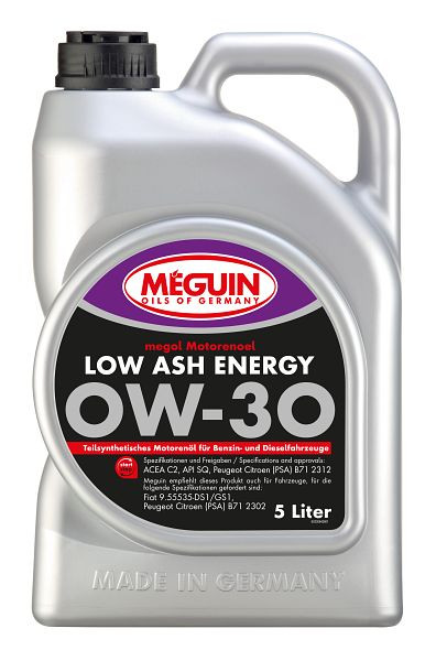 Meguin megol Motorenöl Low Ash Energy SAE 0W-30, Kanister Kunststoff, VE: 5 Liter, 33064