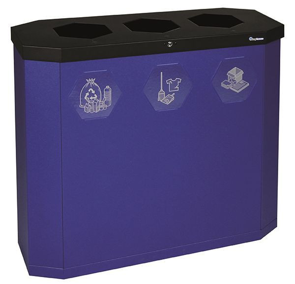 stumpf Sixco 3 smart Recycling-Station-3fach, 3 x 45 Liter, ultramarinblau-metallic, Abmessung: 830x950x355 mm (HxBxT), 565-135-05