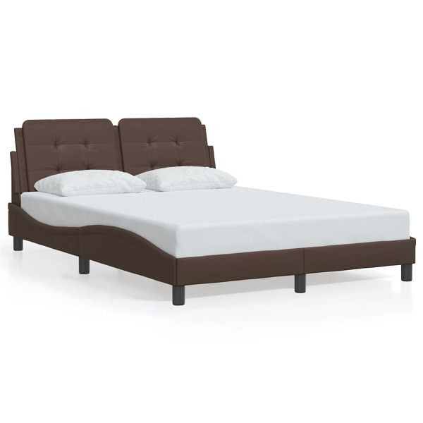 vidaXL Bettgestell mit LED Braun 120x200 cm Kunstleder, 3214098