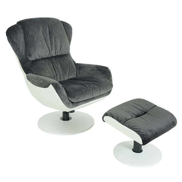 Mendler Relaxsessel HWC-E52, Fernsehsessel TV-Sessel Hocker, drehbar Samt/Kunstleder, dunkelgrau, 66463