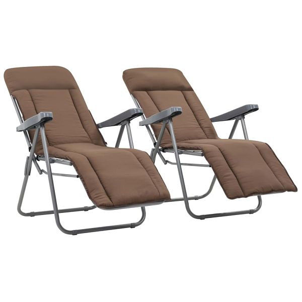 vidaXL Klappbare Gartenstühle mit Auflagen 2 Stück Braun, 44321