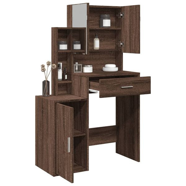 vidaXL Schminktisch mit Schrank Braun Eichen-Optik 80x35x132 cm, 848240