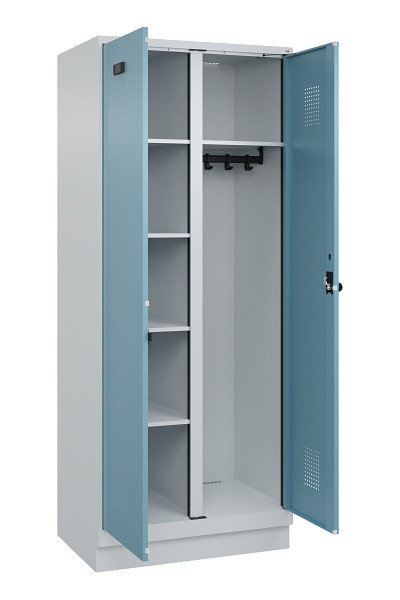 C+P Wäsche-/Garderobenspind Evolo PLUS, mit Sockel, 2 Abteile, 1950x800x500mm, 7, 2406015 RDS Architekturblau, Drehriegel, 049620-22 S10009
