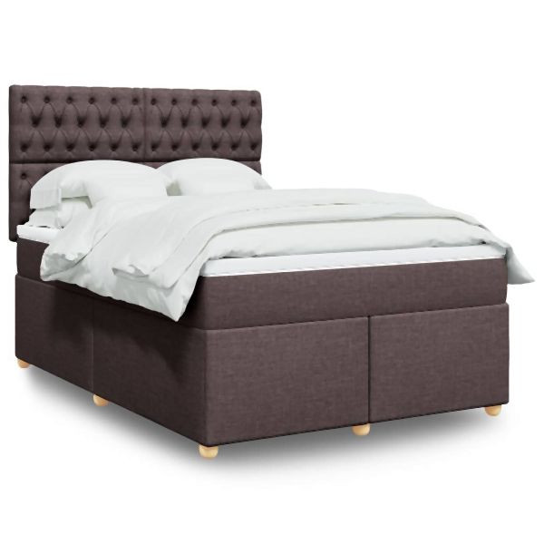 vidaXL Boxspringbett mit Matratze Dunkelbraun 140x200 cm Stoff, 3291313