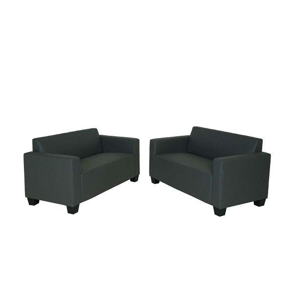 Mendler Sofa-Garnitur Couch-Garnitur 2x 2er Sofa Lyon Kunstleder, dunkelgrau, 2x75177+2x75178