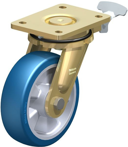 Blickle LS-ALBS 160K-RI4 Stahlgeschweißte Schwerlast-Lenkrolle, schwere Drehkranz-Ausführung, Blickle Besthane® Soft, Blau, 852465