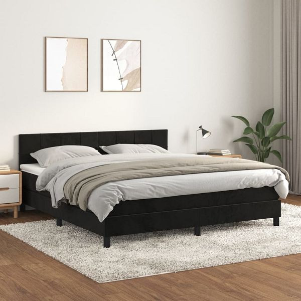 vidaXL Boxspringbett mit Matratze Schwarz 160x200 cm Samt, 3141313