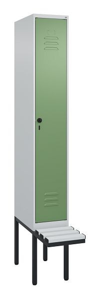 C+P Umkleidespind Classic PLUS, 2120x300x815mm, 7035/6011, Drehriegel, je 2 Doppel-Haken, 0800407-10F S10036