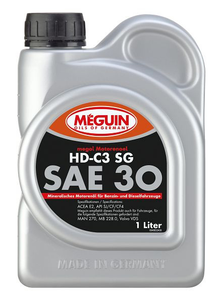 Meguin megol Motorenöl HD-C3 SG (single-grade) SAE 30, Kanister Kunststoff, VE: 1 Liter, 4683