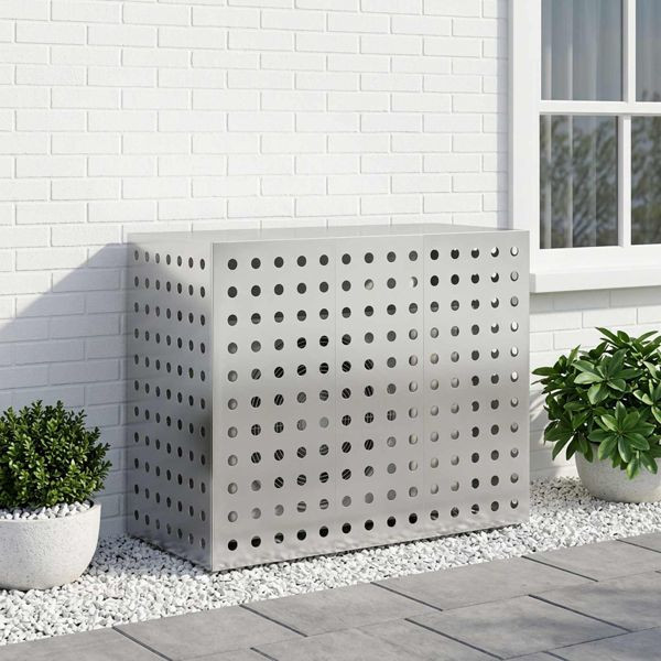 vidaXL Klimaanlagenabdeckung Silber 110 x 50 x 80 cm Verzinkter Stahl, 8014141