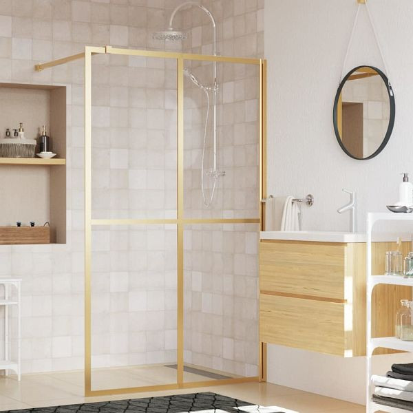 vidaXL Duschwand für Begehbare Dusche ESG Klarglas Golden 118x195cm, 154949