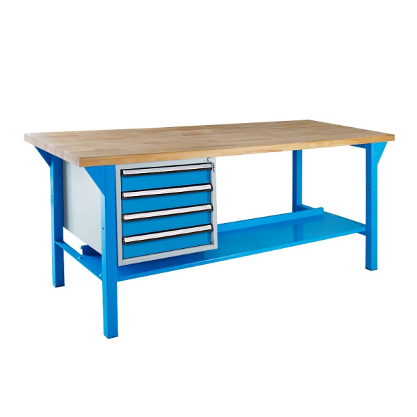 ADB Werkbank mit 4 Schubladen, H 850 x T 750x L 2000mm, RAL 5012, 42708