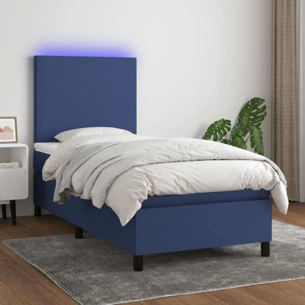vidaXL Boxspringbett mit Matratze & LED Blau 80x200 cm Stoff, 3134675