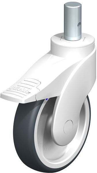 Blickle LWKX-TPA 126G-FI-ZAX55 Kunststoff-Lenkrolle WAVE, rostfrei, mit Zapfen & Feststeller, Thermoplastisches Gummi-Elastomer, Grau, 752242