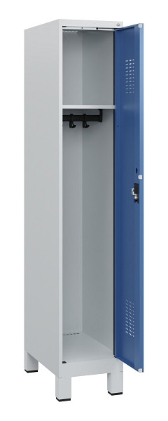C+P Spind Evolo PLUS, Füße, 1 Abteil, 1630x300x500mm, 7035/5023, Zylinderschloss, 0490105-10 S10033