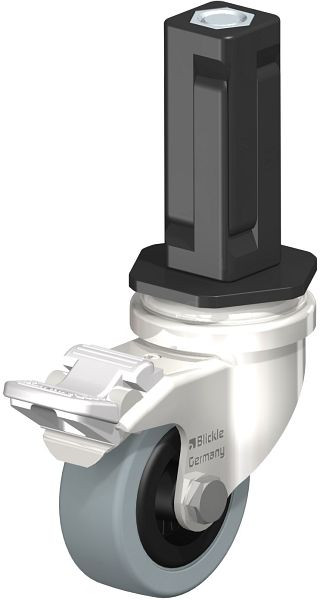 Blickle LRXA-VPA 50G-FI-EXV03 Edelstahl-Apparate-Lenkrolle mit Expander & Feststeller, Vollgummi, Grau, 856413