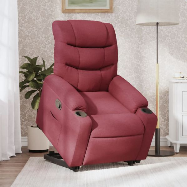 vidaXL Relaxsessel mit Aufstehhilfe Weinrot Stoff, 3206648