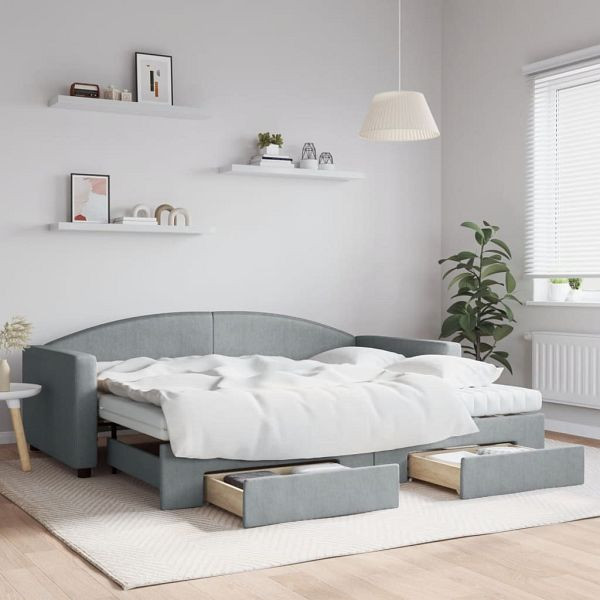vidaXL Tagesbett Ausziehbar mit Schubladen Hellgrau 90x200 cm Stoff 3197242 günstig versandkostenfrei online kaufen: große Auswahl günstige Preise