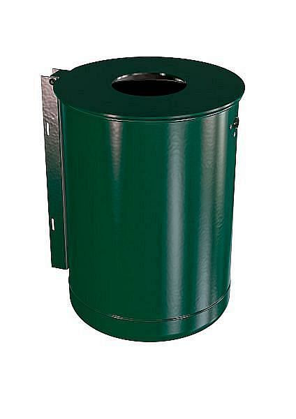 Renner Rund-Abfallbehälter ca. 50 L, ungelocht, mit stabiler Deckelscheibe, feuerverzinkt und pulverbeschichtet, moosgrün, 7039-20PB 6005