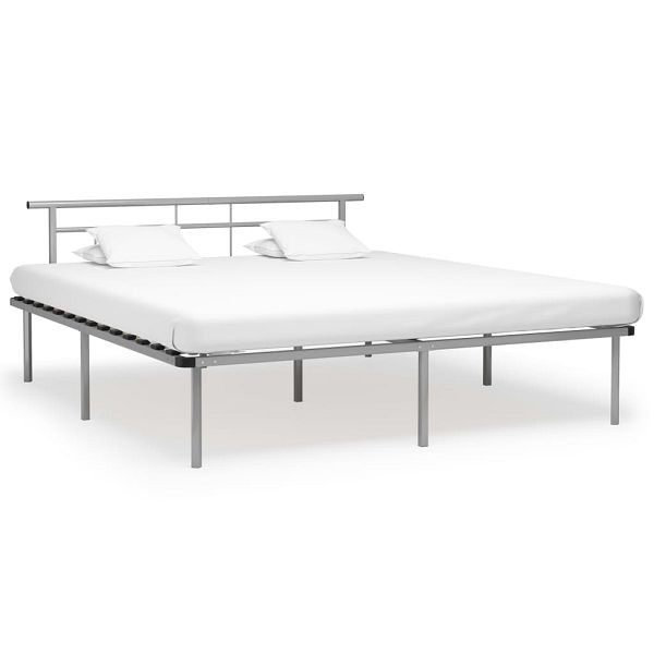 vidaXL Bettgestell Grau Metall 180x200 cm, Material: Pulverbeschichtetes Metall, Sperrholz, 324837