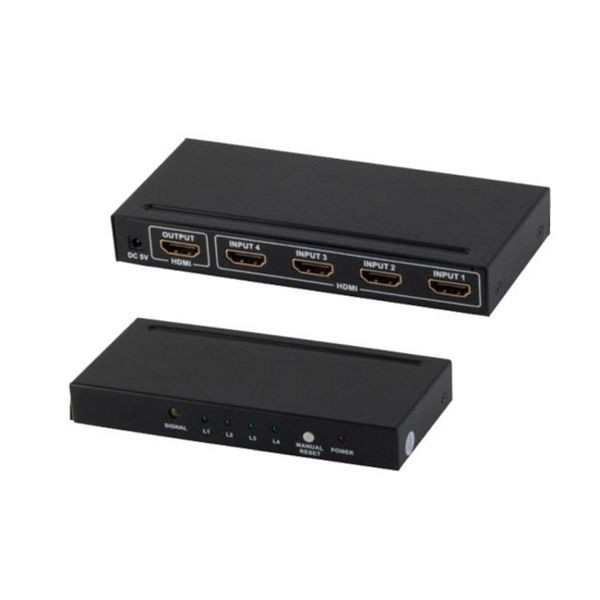 S-Conn HDMI Switch, 4x IN 1x OUT, 4K2K, 3D, Metallgehäuse, VER1.4, 05-02004