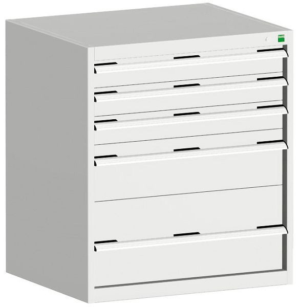 bott cubio Schubladenschrank bestückt mit 5 Schwerlastschubladen BxTxH: 800 x 750 x 900 mm, RAL 7035, 40028114.16V