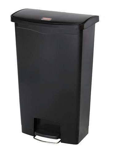 DENIOS Wertstoffsammler aus Polyethylen (PE), Fußpedal an Breitseite, 68 Liter, schwarz, 242410