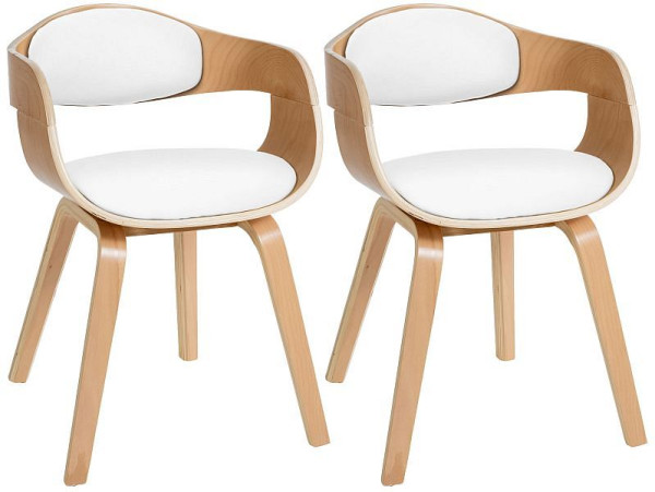 CLP 2er Set Stühle Kingston Kunstleder, natura/weiß, 319969