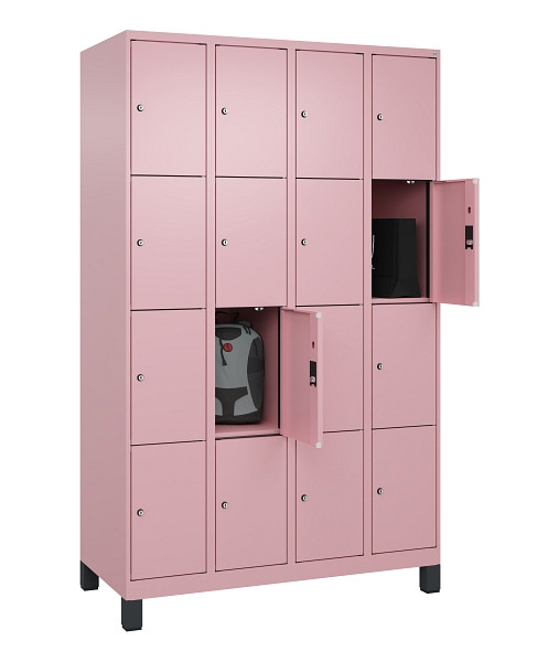 C+P Schließfachschrank Evolo PLUS, mit Füßen, 16 Fächer, 1950x1200x500mm, 3015/3015 Hellrosa, 049010-404 S10024