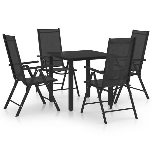 vidaXL 5-teilig Garten-Essgruppe Aluminium Schwarz, 3070631