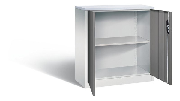 C+P Büroschrank Acurado, H1000xB930xT400mm, Farbe: Lichtgrau / Vulkangrau, Muldengriff, 2 OH, 9266-1200 S10302