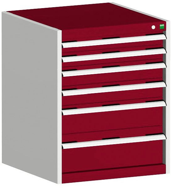 bott cubio Schubladenschrank bestückt mit 6 Schubladen BxTxH: 650 x 525 x 800 mm, RAL 7035/3004, 40011047.24V