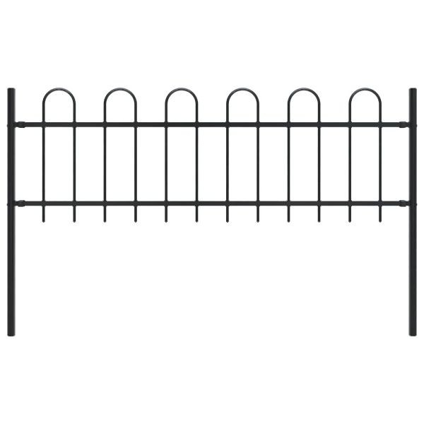 vidaXL Gartenzaun mit Bügel-Design Stahl 1,7 m Schwarz, 144928