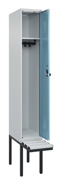 C+P Spind Evolo PLUS, 1 Abteile, 2120x300x815mm, 7035/0010, Haken 3, Drehriegel, Sitzfläche Kunststoff, 0490407-10 S10063