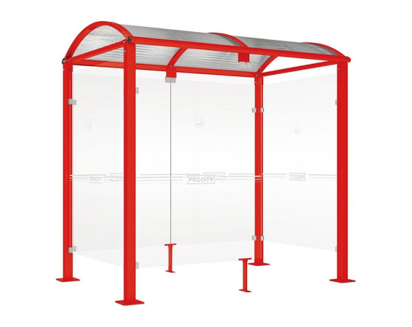 Procity Raucherunterstand Klassik "M" - Tiefe 1560 mm, Farbe RAL 3020, Maße: Breite 2500 x Höhe 2547 x Tiefe 1666 mm, 529370.3020