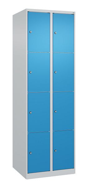 C+P Schließfachschrank Classic PLUS, 2 Abteile mit je 4 Fächern, 1850x600x500mm, 7035/5012, 080000-204 S10004