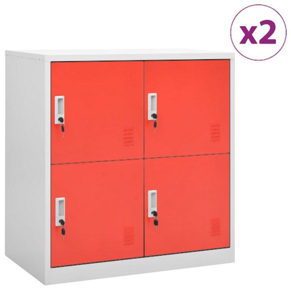 vidaXL Schließfachschränke 2 Stück Hellgrau und Rot 90x45x92,5cm Stahl, 3095225
