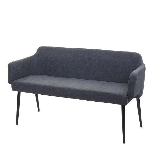 Mendler Sitzbank HWC-L13, Esszimmerbank Bank Polsterbank Garderobenbank Rückenlehne Armlehne Stoff/Textil 133cm, anthrazit, 98084