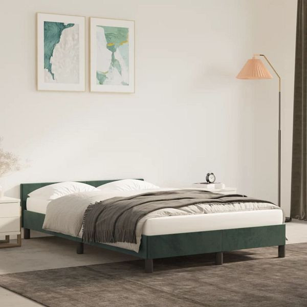 vidaXL Bettgestell mit Kopfteil Dunkelgrün 120x200 cm Samt, 347564