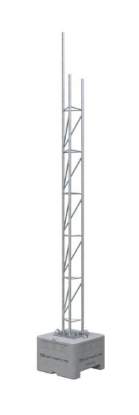 Schake Gitterrohrmast SET 1 bestehend aus: 1x Beton-Aufstellvorrichtung, 1x Adapterplatte für Gitterrohrmast, 1x Gitterrohrmast, 353016-SET